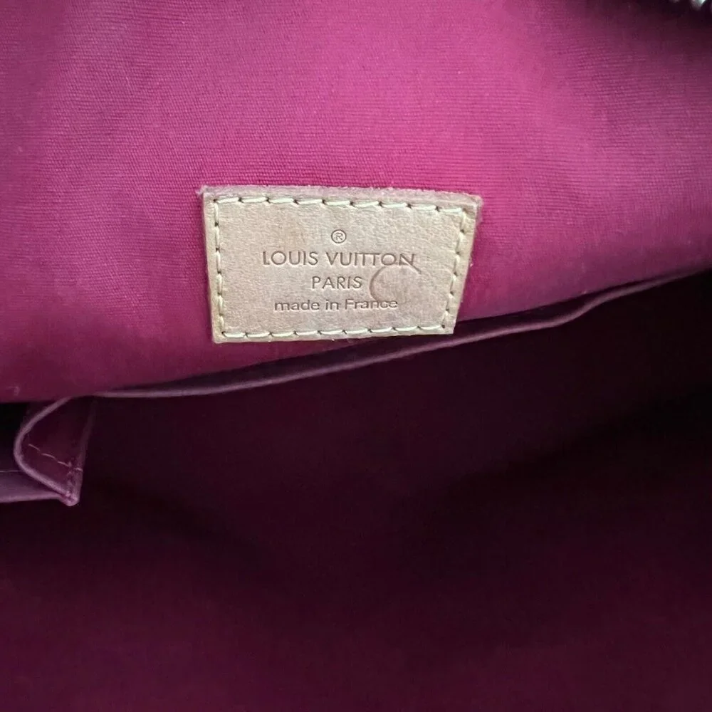 Louis Vuitton Tote Bag Brentwood Vernis Monogram Patent Leather Red Shoulder